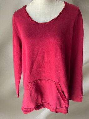 Soft Surroundings Plush Pullover With Kangaroo Pocket in Brick Red